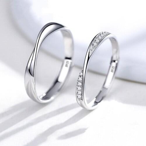 Couples Ring For Lovers Lozenge S925 Silver Micro-set Gems Jewelry Adjustable Pair Of Rings Men Women Festival Gifts 2021 New