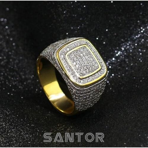 Hip Hop Gold Plated Ice Out Zircon Big Ring for Men