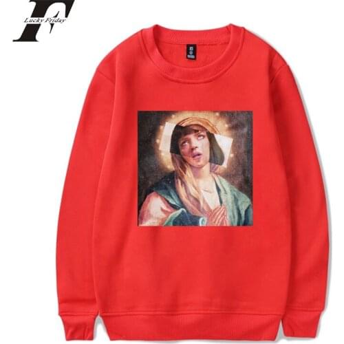 Kpop Virgin Mary Printed Pullover Hoodies Sweatshirts 2019 Men Women Hip Hop Streetwear Fashion Casual oversized Hoodie Tops
