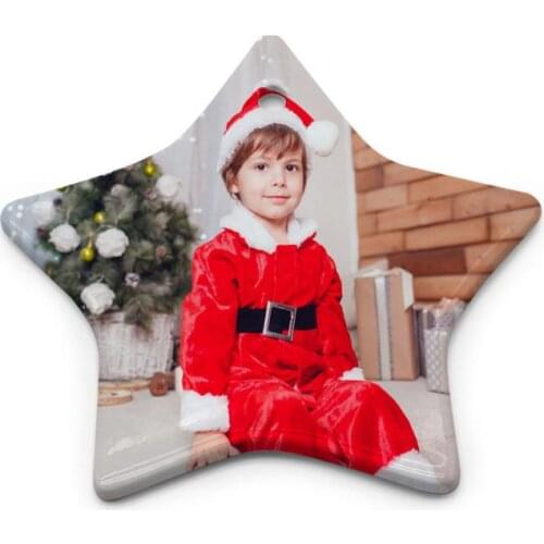 Blank White Sublimation Ceramic Pendant Round Heart Star Shaped Christmas Ornaments Heat transfer Printing DIY Gifts SN3492