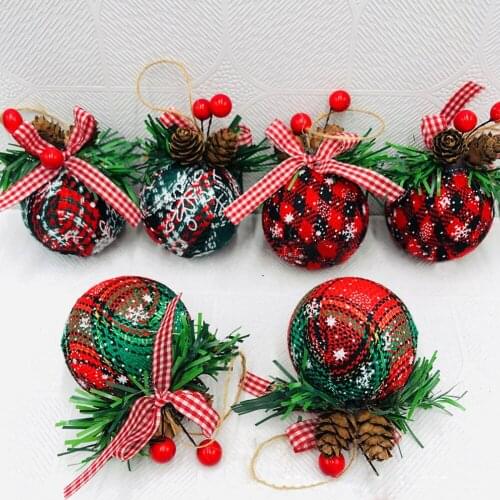 Christmas Ball Ornaments Christmas Tree Pendants Home Decorations Window Arrangements Exquisite Foam Cloth Pine Cone Bow Cute