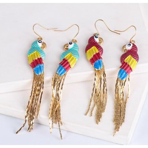 New Colorful Bird Shape Earring Metal Tassel Metal Handmade Drop Earrings for Women Jewelry Accessories Cute Earing
