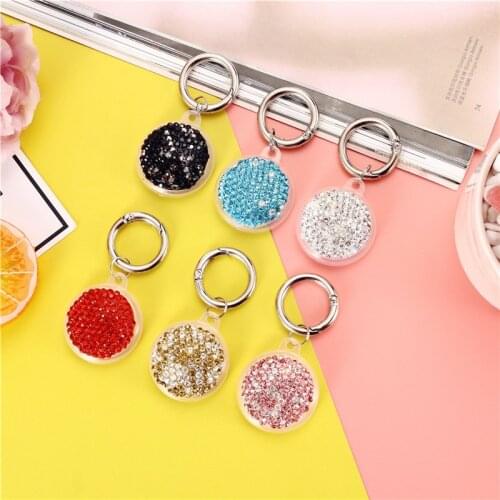 Cute Bling Diamond Protective Case for Apple Airtag TPU Hangable Key Ring Luggage for Airtags Air Tags Case Accessories Girls
