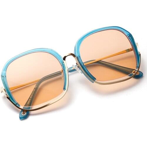 Half-frame sunglasses women color fashion ocean lens square sunglasses net red glasses uv400