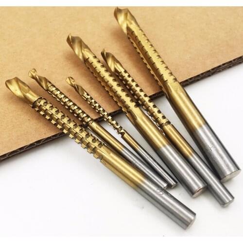 Twist Drill Bits 6pcs New Professional Titanium Coated HSS Drill & Saw Carpenter Woodworking Plastic Metal Hole Grooving