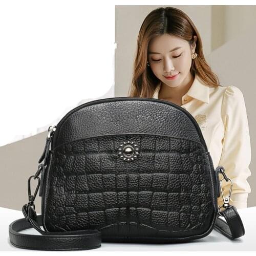 Cowhide Women Shoulder Bag Korean-style Crossbody Messenger Spiraea Quilted Genuine Leather Fashion Bag Handbag Famous Designer