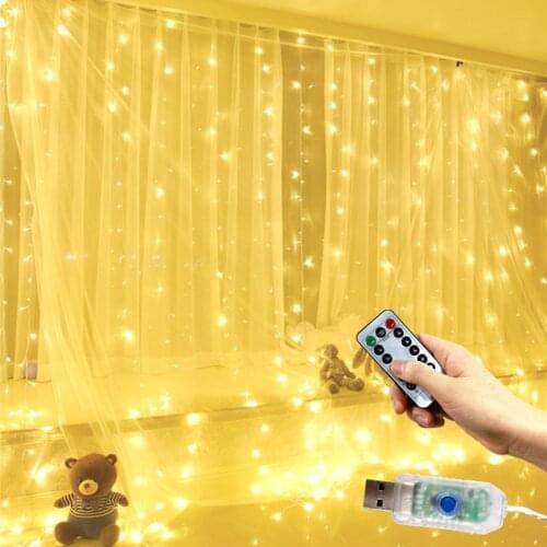 3M LED Fairy String Lights Curtain Garlands USB with Remote Christmas Decorations for Home Room Lights Wedding New Year Decor