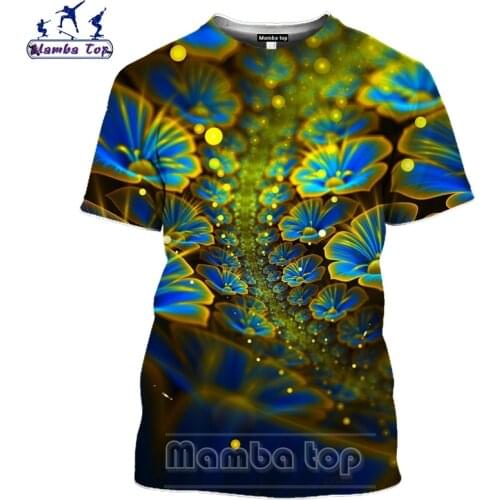 MambaTop 3D Print Plant Flower Rose T Shirt O Neck Mens T-Shirts Summer Daisy Tshirt Women Butterfly Tees Punk Unisex Clothings