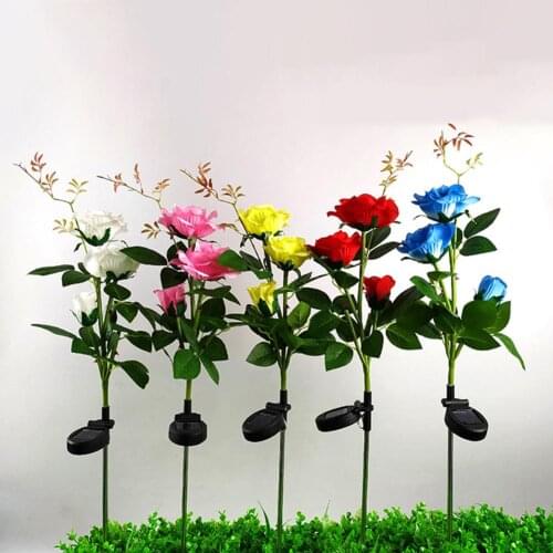 Outdoor Artificial Rose Solar Power LED Lawn Lamp Courtyard Holiday Decoration Rose Lamp Lawn lamp Garden lights Led Light Rose