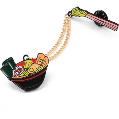 Japanese Ramen Tonkotsu Noodles Soup Foods Metal Chain Enamel Pins Cartoon Brooches Collar Badge Brooch Label Pin Jewelry Gifts