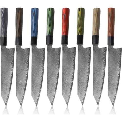 Japanese Roseate Damascus Steel handcrafted Chef Knife durable wood G10 Handle Wooden gift BOX