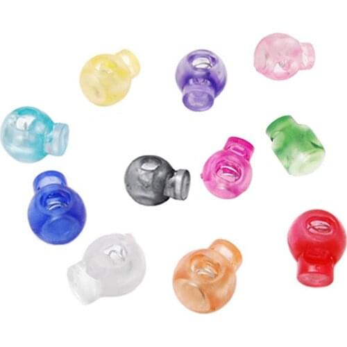 10x Cord Lock Round Ball Stopper Toggle Clip Mixed Colors Transparent Plastic Spring Fastener for Drawstring Shoelaces Clothing