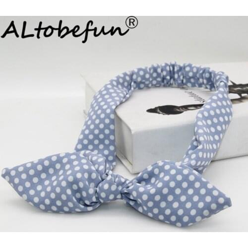 ALTOBEFUN Dots Design Cute Rabbit Ears Hairband For Women Girl Elastic Hair Band Korean Version Female Hair Accessories TC007
