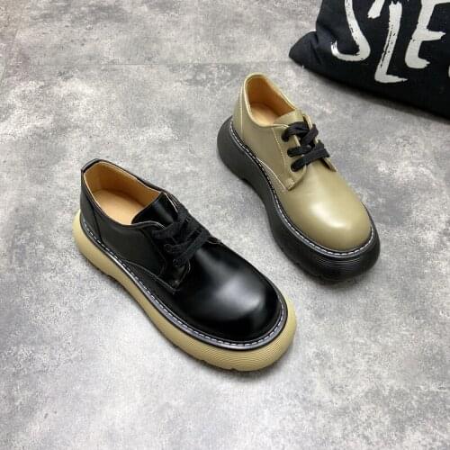 2021 female spring and autumn leather thick-soled Martin shoes single shoes British style retro trend small leather shoes