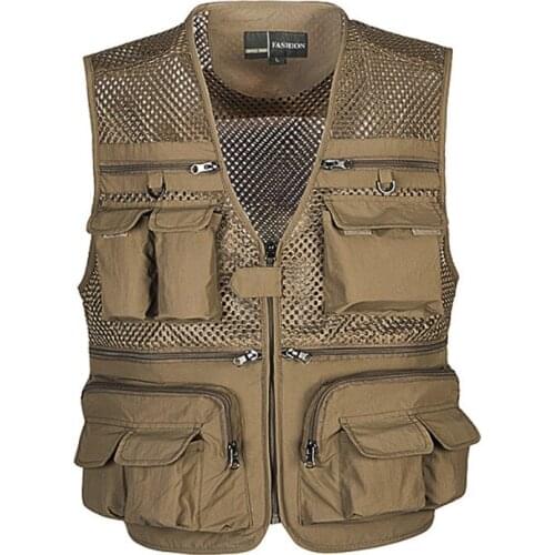 Tactical Vest Coat Fashion Mens Summer Photographer Waistcoat Mesh Work Sleeveless Jacket Tool Many Pocket Vest Male