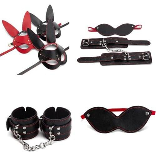 1PCS Adjustable Cosplay Sexy Cat Mask Women Girl Party Costume PVC Bondage Rabbit Headgear Eye Masks Adult Product Game