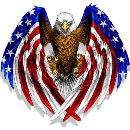 16cm*15cm Funny USA Bald Eagle American Flag Car Sticker Automobiles Motorcycles Exterior Accessories PVC Decals for Bmw Audi VW