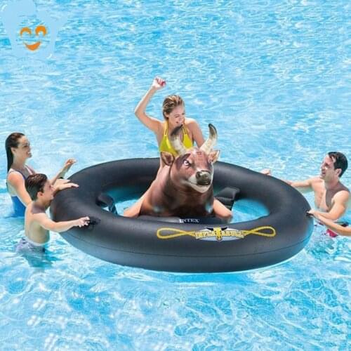 240cm Giant Inflatable Bull Pool Float Inflatable Ride-on Floating Mattress Swimming Toys Water Fun Raft