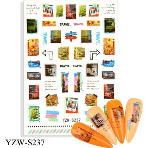 3D Stickers for Nails Self-Adhesive Stickers Geometry Letter Photo Stripe Design Nail Art Decorations Nail Foil Accessories