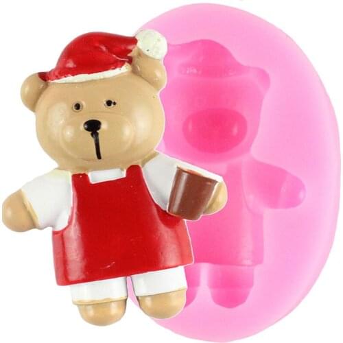 3D Christmas Bear Fondant Mold Baking Cake Decorating Tools Christmas Candy Clay Chocolate Mould Cupcake Topper Silicone Molds