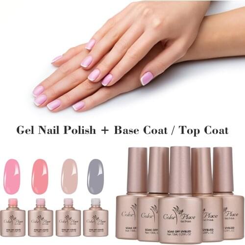 6PCS Gel Nail Polish Set Base Coat Top Coat Four Colors Long Lasting Nail Polish