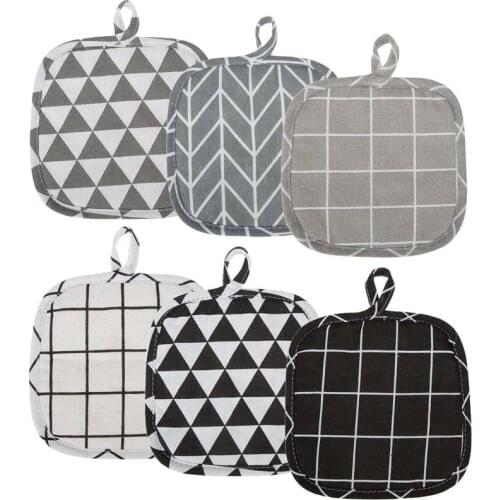 6 Pieces Cotton Pot Holders Machine Washable Heat Resistant Potholder Square Pot Holder With Hanging Loop for Cooking