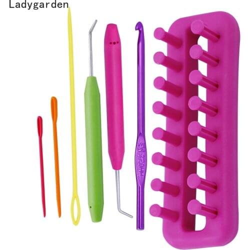 7PCS Rectangle Knitting Loom Craft DIY Weaving Knitting Tools for Sock Sewing Scarves DIY Craft Tool Mini Loom Kit Tool Set