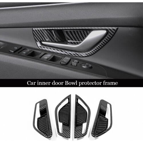 ABS Carbon fiber For Hyundai Elantra CN7 Accessories 2020 2021 Car inner door Bowl protector frame Cover Trim Sticker Styling