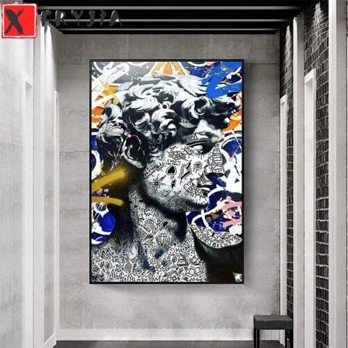 Diamond Painting Modern graffiti art, statue of David 5d Diamond Embroidery Full Display Diamond Mosaic Cross Stitch Decoration