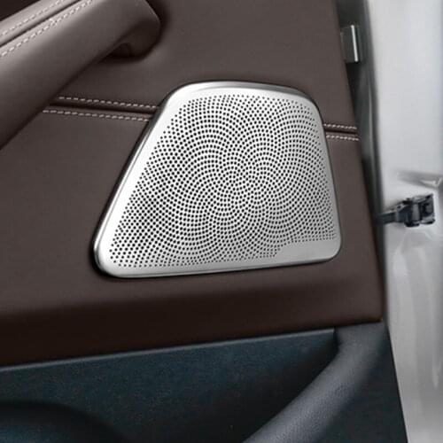 Car Rear Door Stereo Audio Speaker Decoration Frame Cover Sticker For BMW 5 Series G30 2018-19 Interior Loudspeaker Decor Trim