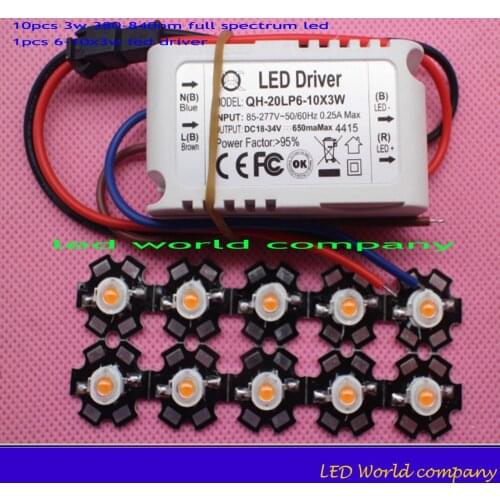 Free shipping 2016 New Arrival , 3W full spectrum 400nm~840nm led grow lights with 6-10x3W led driver for plant