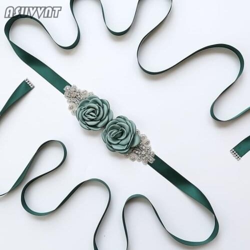 Noble Bridal Rhinestone Rose Wedding Belts Leaves For Women Flower Girl Prom Party Dress Accessories Bridesmaid Sash Floral Belt