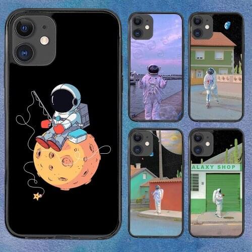 Universe Astronaut Star For iPhone 11 Case 6 Mini Pro XS Max X XR 11 8 Plus Luxur Soft TPU Airbag Cover 12Pro 11Pro 12Mini
