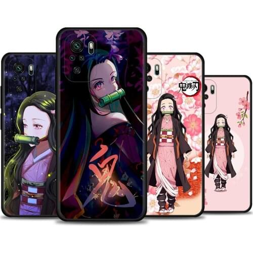 Phone case For Redmi Note 10 Pro Max 9 9s 9t 8t 7 Cover Soft Funda for Redmi K40 Plus 9A 9C 9T Coque Demon Slayer Nezuko Anime