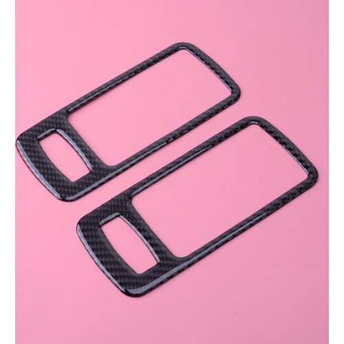 CITALL 2pcs Black Real Carbon Fiber Interior Door Handle Bowl Cover fit for Ford Mustang 2009 2010 2011 2012 2013