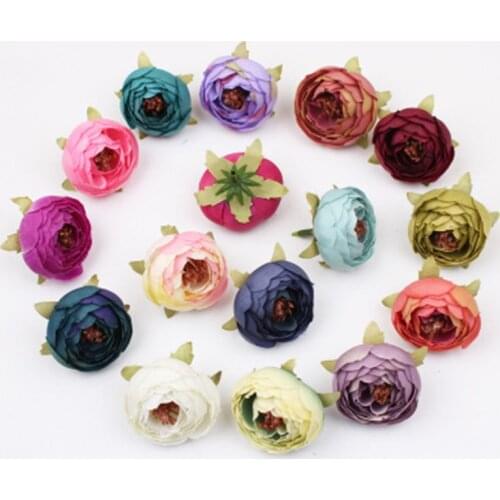 10pcs/lot 5cm Peony Flower Head Silk Artificial Flowers For Home Party Wedding Decoration DIY Wreath Craft Flowers