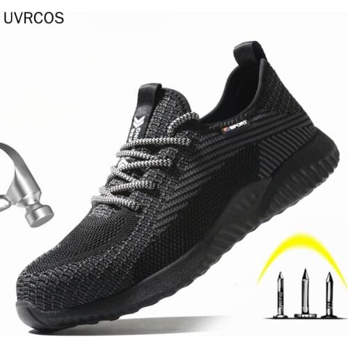 Breathable Safety Shoes Mens Work Boots Steel Toe Cap Puncture-Proof Indestructible Security Shoes Light Comfortable Sneakers