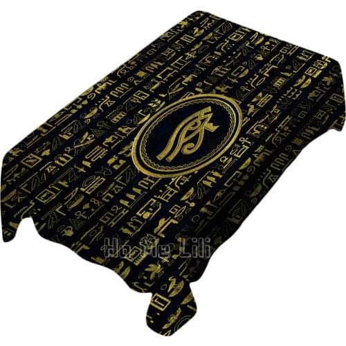Egyptian Eye Of Horus On Hieroglyphics And Marble Art Print Table Cloth Interior Art Home Decoration