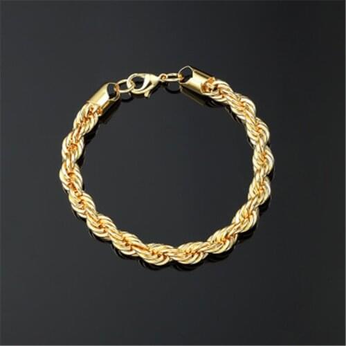 Hip Hop Golden Twisted Bracelet Men Bracelets for Women