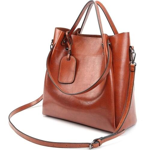 Famous Brand High Quality Women Bag Vintage Shoulder Bags for women Simple Handbag Casual Totes Luxury Oil Wax Leather Handbags
