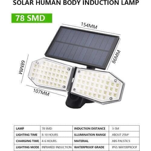 China Waterproof Motion Sensor LED Solar Light Double-Head Solar Lamp Outdoor Garden Solar Powered Pathway Road Street Light