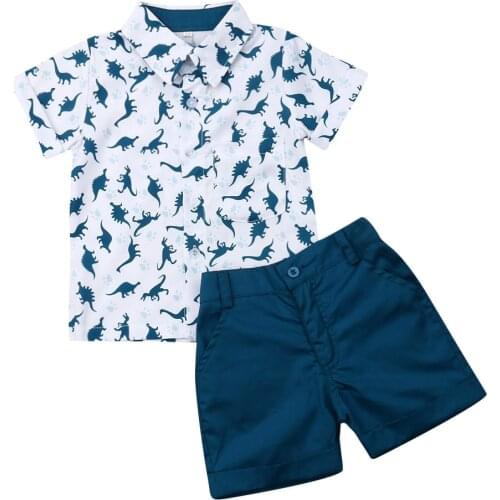 New Toddler Baby Boys Kids Summer Dinosaur Clothes T-shirt Tops + Shorts Outfits Set