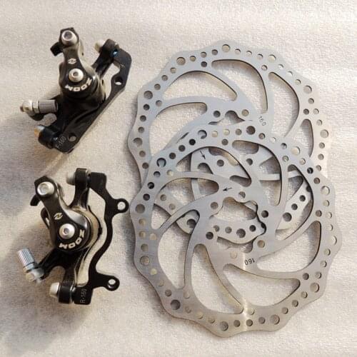 A set of Line Pulling Disc Brake MTB bike Brakes Caliper rotors Front / Rear Brake 160-180mm MTB folding bicycle Parts