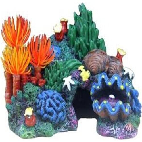 New Creative Fish Tank Background Decorations Mini Underwater Animal And Plant Ornaments Coral Conch Shell Rockery Resin