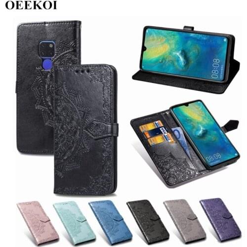 OEEKOL Datura Flower Flip Cover Leather Case for Huawei P20 Lite 2019/Nova 5/P Smart Z/Y9 Prime 2019/Mate 20/P20/Enjoy 9