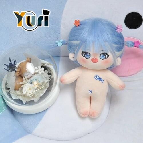 No Attributes Kpop Idol Star Blue Highlight Hair Wig 20cm Plush Doll Body Cute Toy YK Sa