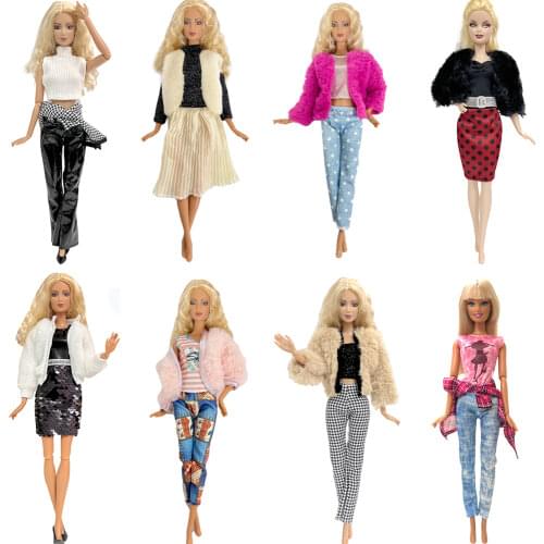 NK Mix Style Doll Dress Modern Skirt Fashion Top Clothes Cute Outfit For Barbie Doll Accessories Baby Toys Girl' Gift JJ