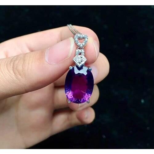 Luxury Amethyst Pendant for Party 12mm*16mm VVS Grade Natural Amethyst Necklace Pendant 925 Silver ewelry Gift for Woman