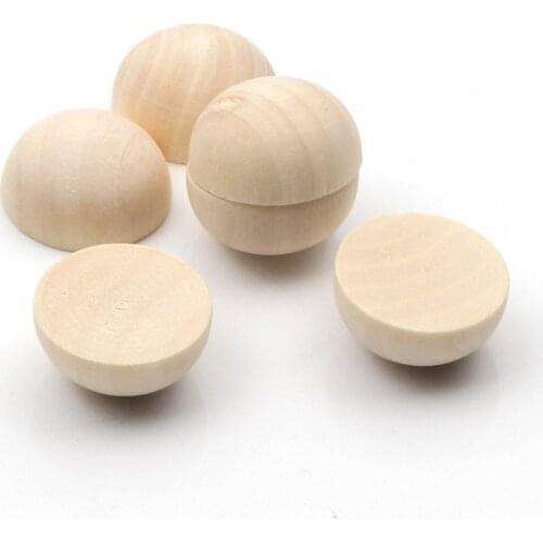 Natural Wood Scrapbooking Crafts Lead-free Half Round Woodne Beads Flatback Cabochon Embellishments DIY Home Decoration 15-40mm