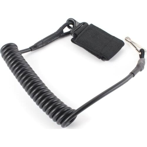 Tactical Adjustable Combat Sling Telescopic Pistol Hand Gun Secure Lanyard Spring Sling with magic tape Belt, hanging buckle BK